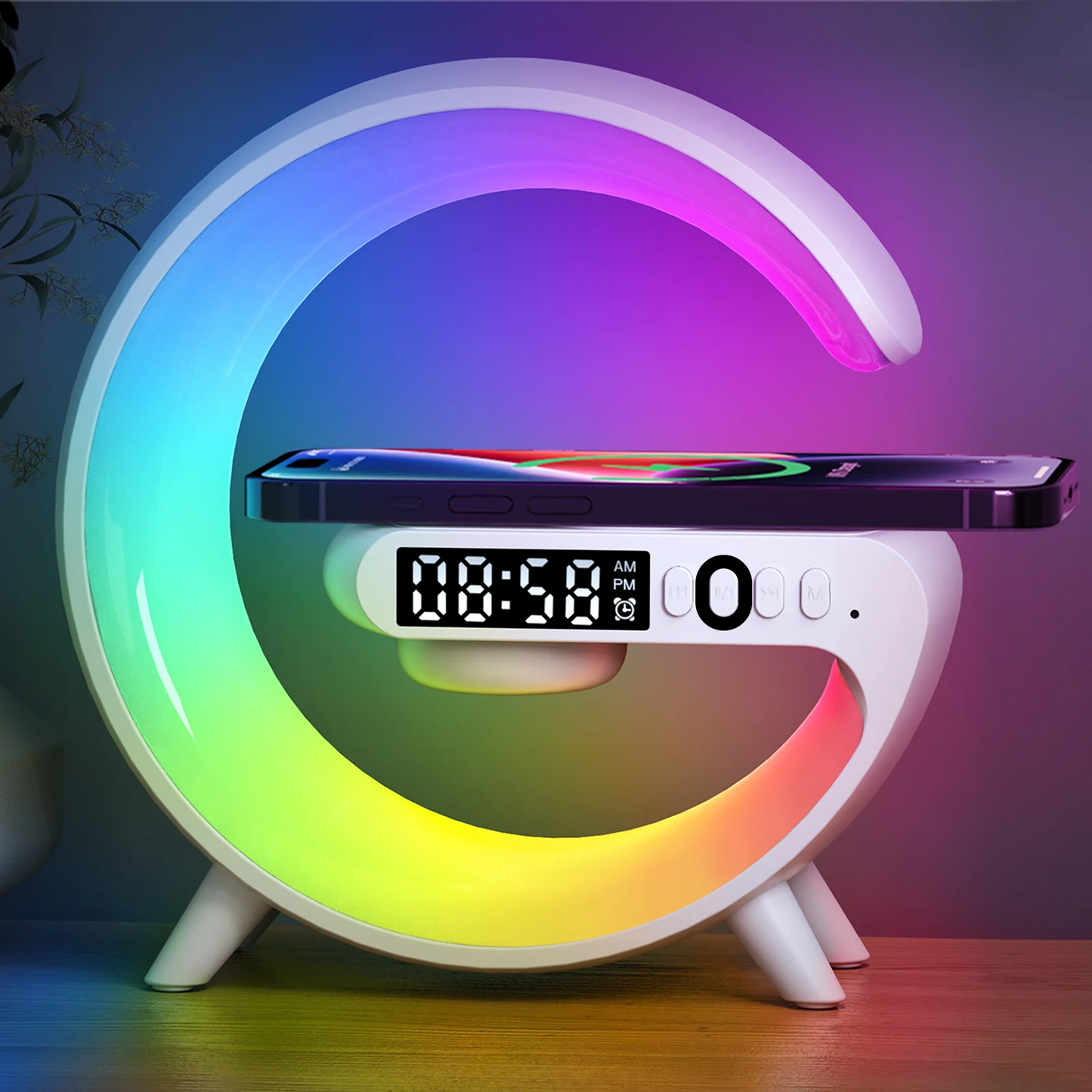 Lampe Chevet avec Chargeur Sans Fil, Multifonction